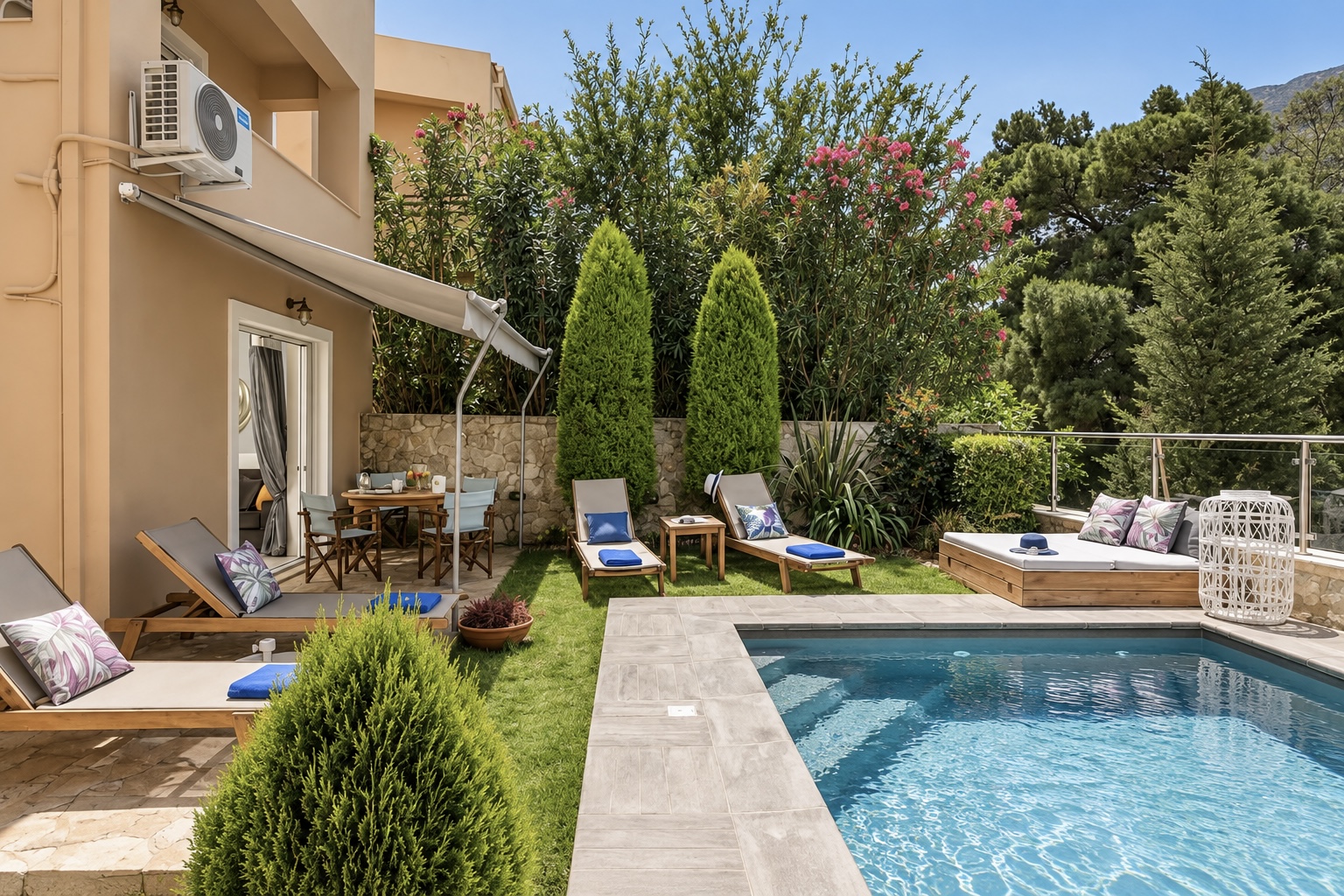 Villa with private pool and beautiful Lake Kournas and mountain views in Georgioupoli